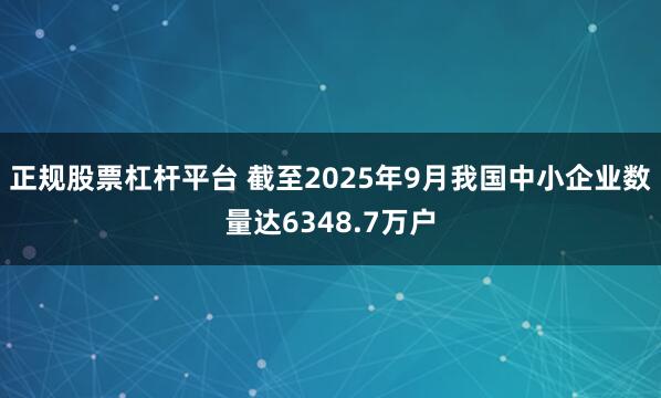 正规股票杠杆平台 截至2025年9月我国中小企业数量达6348.7万户
